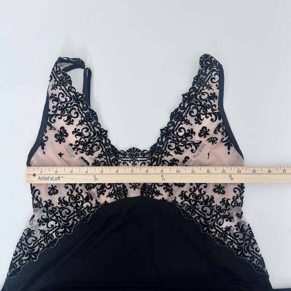 SOMA WOMENS EMBLISS KNIT FLOCKED CHEMISE SLEEP WEAR BLACK AND IVORY SIZE S - Picture 11 of 11